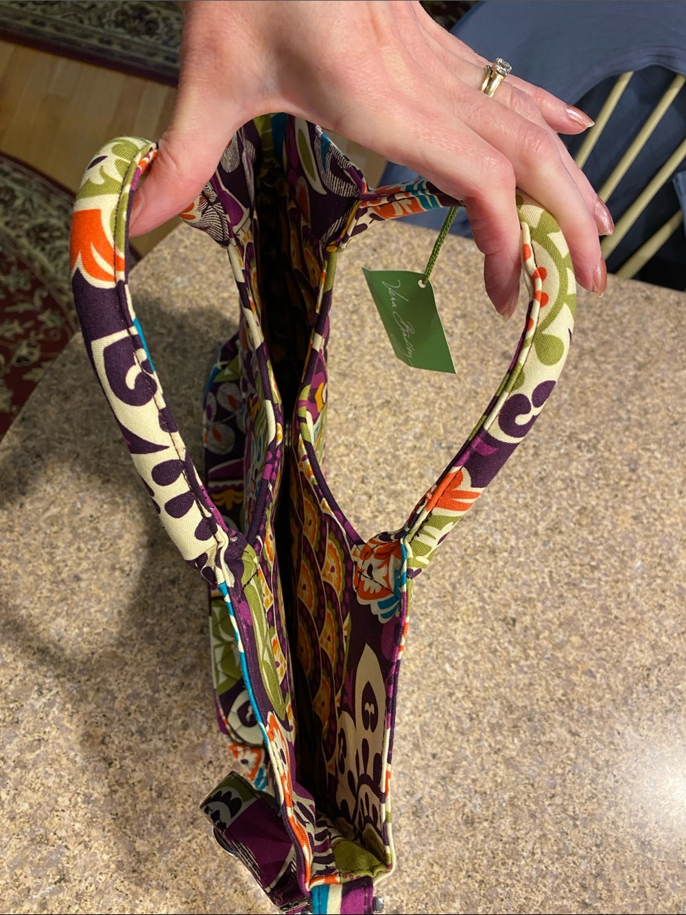 NWT Vera Bradley Plum Crazy Two Way Tote Quilted Bag With Detachable Strap MUSTY - Picture 9 of 16